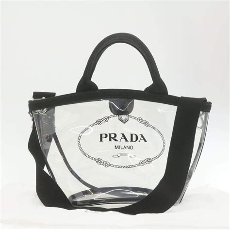 prada small canapa tote bag|Prada clear tote bag.